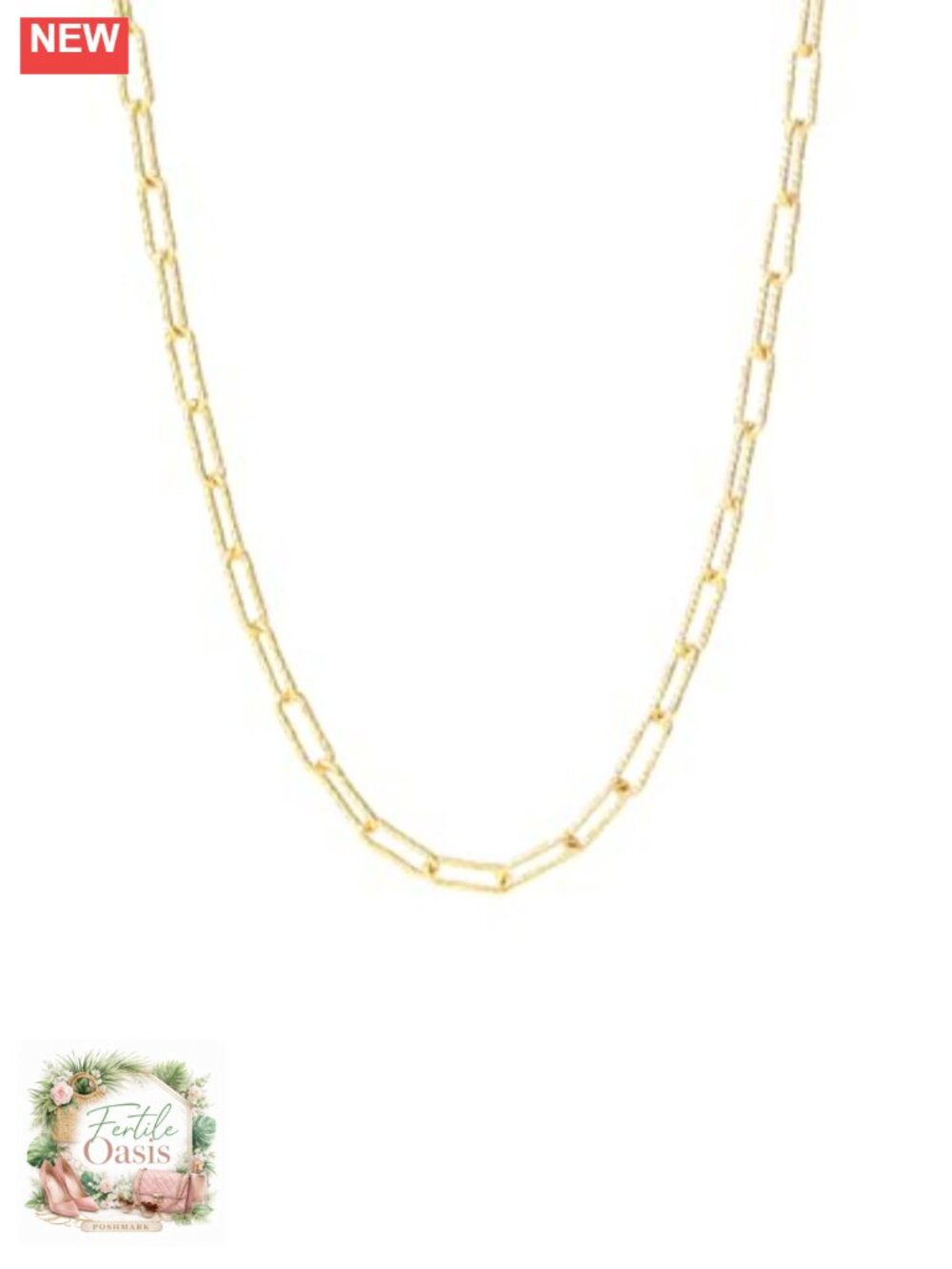 14K Gold Plated Paperclip Chain Necklace 18in Dainty Layering